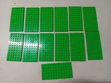 LEGO BULK LOT OF 13 BRIGHT GREEN FLAT PLATES 6X12 #3028