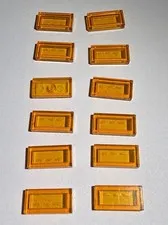 Lego X12 1x2 Flat Orange Transparent Tiles Tile Trans New City Clear