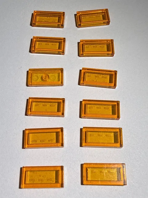 Lego X12 1x2 Flat Orange Transparent Tiles Tile Trans New City Clear