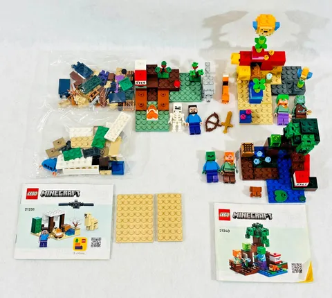 Lego Minecraft (5) Sets:  21102, 21162, 21164, 21240, 21251 Complete