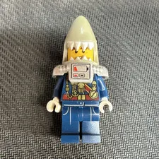 LEGO Minifigure Shark Suit Diver Blue Outfit w/ Silver Helmet Headgear Ninjago
