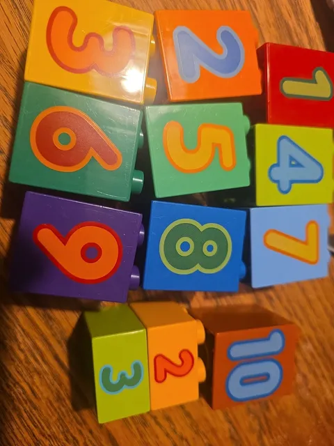 Lego Duplo Printed Learning Bricks Numbers 1-10 + small 2 & 3 D1