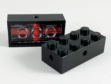 LEGO 2x Black Brick, Modified 2 x 4, Wheels Holder, Trans-Clear Bottom inv.632