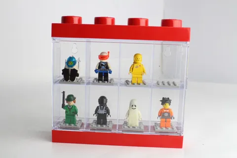 Lego Movie etc Minifigures Display Case with 7 Figures Display Case RED