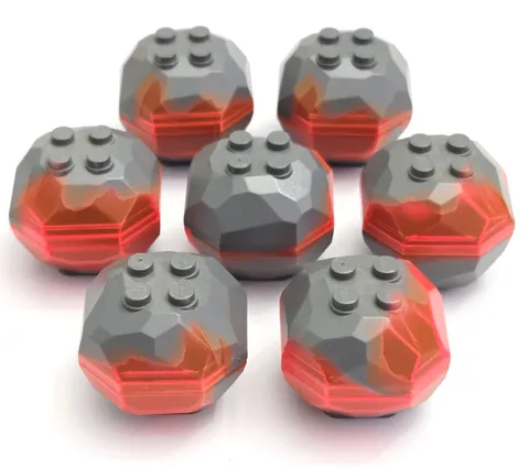 Lego Trans Orange Rock Marbled x7 Octagonal Boulder Fantasy Vikings Bionicle