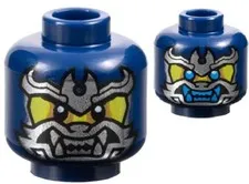 Lego 71818 New NINJAGO WARRIOR Minifig HEAD Dark Blue Silver Samurai Mask D158