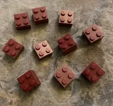 Lego Maroon 2x2 Bricks Lot. 10 Pieces. Used
