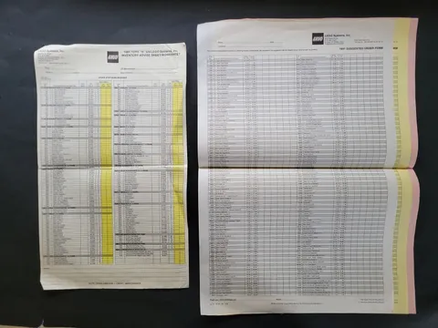 Vintage 1991 Lego Systems Suggested Order Form + Inventory Advise Sheet