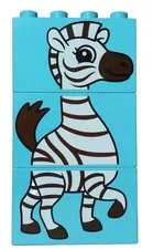 DUPLO Brick Puzzle Animals Zebra Bricks Lot of 3 Blue Bricks