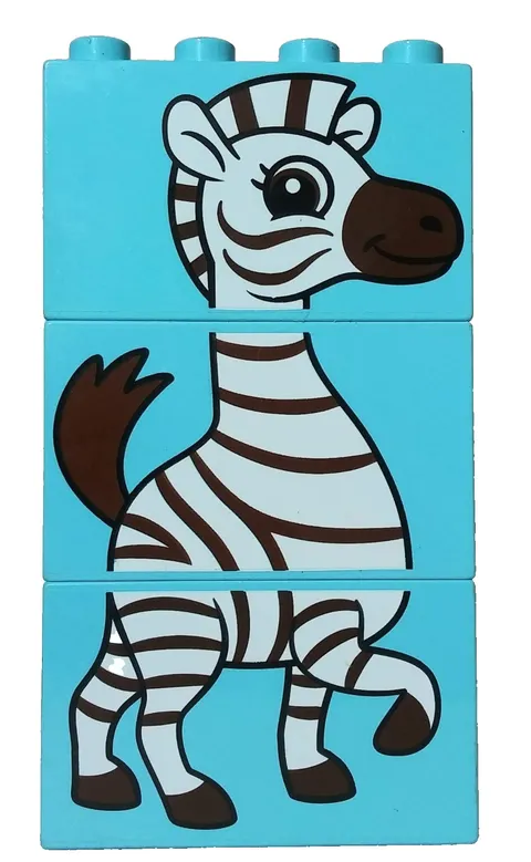 DUPLO Brick Puzzle Animals Zebra Bricks Lot of 3 Blue Bricks