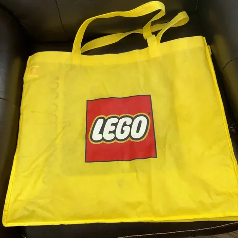 LEGO Large Yellow Tote Shopping Bag Carry Storage Store Logo 16”x19”x9”