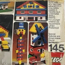 1970s LEGO Building Set #145 Universal, With Original Box And Organizer Vintage