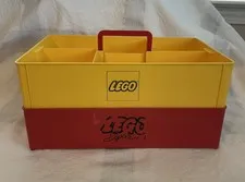 2 Vintage Lego Sorter Trays Stackable Yellow Red Handles Read Description