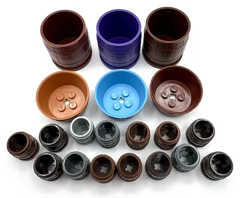 LEGO bulk lot of 20 big small half barrels brown purple blue pirate western