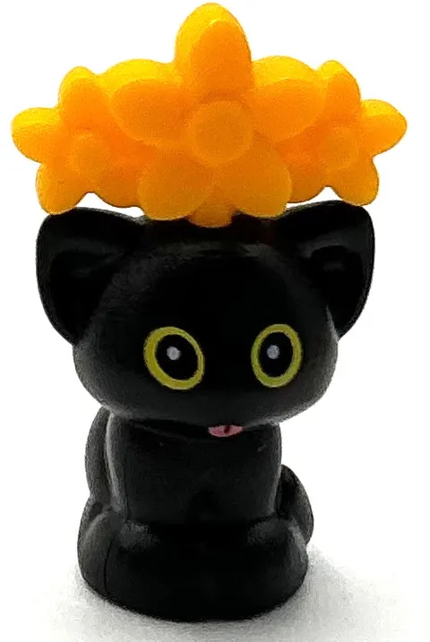 Lego New Cat Mini Doll Style Baby Kitten Sitting with Flower Triple Crown Part