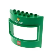 1x LEGO Duplo Police Building Set Round Wall, Green, Yellow, 31253p