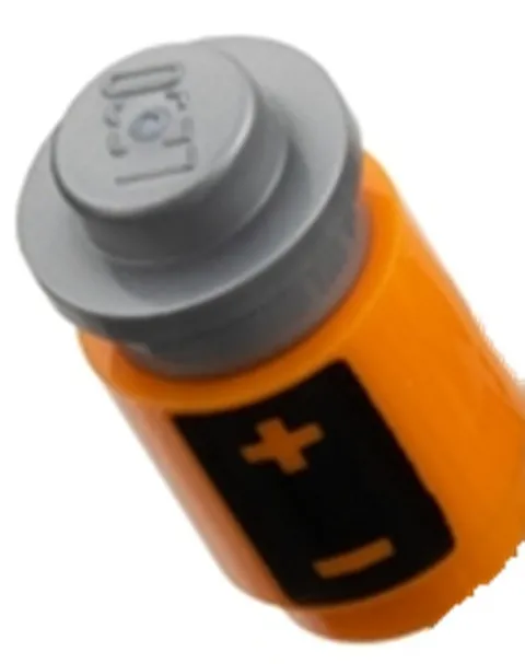 Lego NEW T-REX Minifigure BATTERY Orange Round Brick/Silver Plate Top 71052 Part