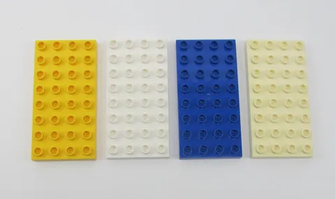 Lego Duplo Lot of 4 Base Plates 4x8 Pegs (2.5" x 5") Yellow, White, Blue, Cream