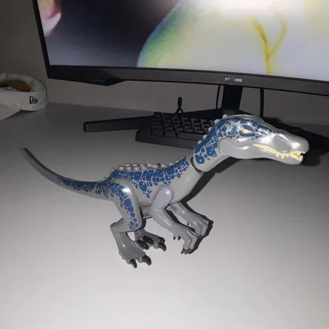 LEGO Baryonx Dinosaur Figure Gray with Blue Spots Plastic Jurassic World