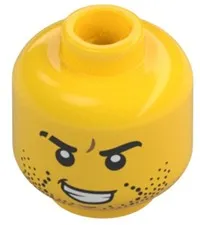 Lego PIRATE MINIFIG HEAD Yellow Black Beard Stubble Right Eye Scar Grin D220