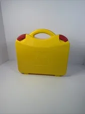 LEGO Yellow Storage Carry Case Organizer Suitcase w/ Shelves Red Latches VTG