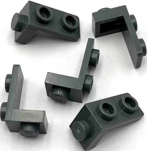 Lego 5 New Dark Bluish Gray Bracket 1 x 1 - 1 x 2 Parts