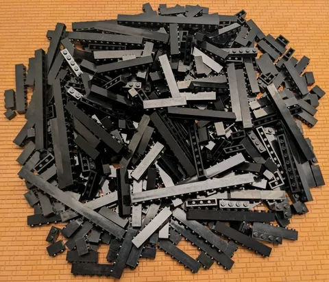 LEGO Brick 1x16 1x12 1x10 1x8 1x6 1x4 1x3 1x1 1x1 2x2 400pcs Corner Black Lot 