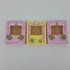 Lego Wall Princess Castle Pink & Yellow With Gold Shutters Lot of 3