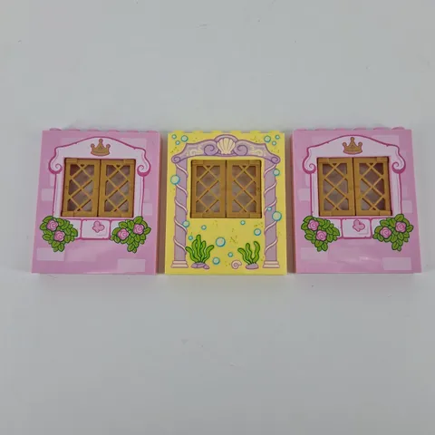 Lego Wall Princess Castle Pink & Yellow With Gold Shutters Lot of 3