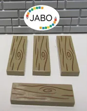 A7/2/6) LEGO 4x 63864pb133 Tile Dark Tan 1x3 Printed Board / Wooden Pattern