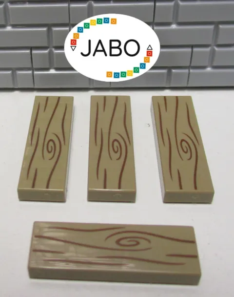 A7/2/6) LEGO 4x 63864pb133 Tile Dark Tan 1x3 Printed Board / Wooden Pattern