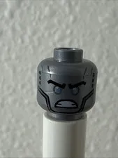 Lego New Flat Silver Minifigure Head Dual Sided Alien Metallic Light Blue Eyes