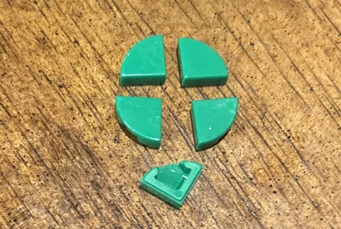 LEGO 1x1 Tiles Quarter Circle Green Lot 5 Smooth Finishing Quarter Round 25269
