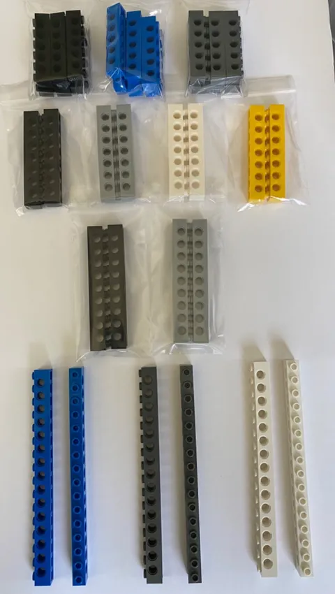 LEGO TECHNIC Brick 3894 1x6 (Qty 6);  3702 1x8; 2730 1x10; or 3703 1x16 (Qty 2)