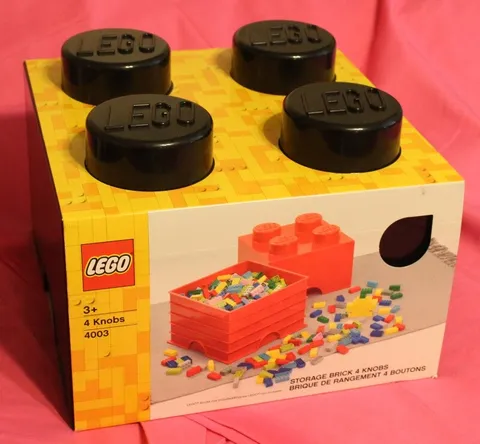 New LEGO black storage brick - 4 knobs # 4003