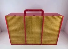 Lego Rare 1989 Vintage Red and Yellow 3 Compartment Storage Case w/ Sliding Lids
