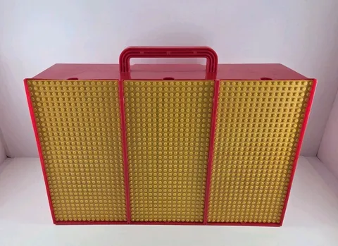 Lego Rare 1989 Vintage Red and Yellow 3 Compartment Storage Case w/ Sliding Lids