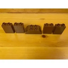 LEGO Duplo Reddish Brown Replacement Bricks Lot of 5 Four 1x2 Tall, 1 2x2 Sloped