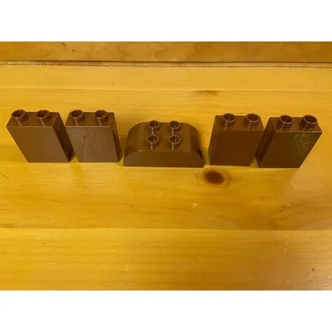 LEGO Duplo Reddish Brown Replacement Bricks Lot of 5 Four 1x2 Tall, 1 2x2 Sloped