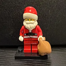 LEGO Santa Claus Plastic Minifigure with Tan Sack/Bag Accessory