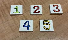 Lego vintage fabuland tile 3068 1, 2, 3, 4, 5 from 3683, 3676, 3659 with marks