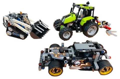 LEGO Technic Set of 3 9393 Tractor 42032 Tracked Loader 42046 Getaway Racer 