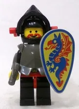 LEGO Castle 6009 Black Knight Breastplate Red Dragon Plumes 1992 Minifigure