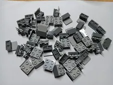 LEGO 52 LIGHT & DARK BLUISH GRAY HINGE BRICKS BASE TOP PLATE ASSEMBLY 1X2 2X2