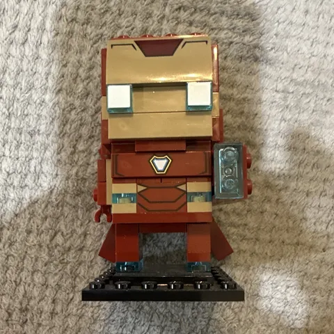 This is the LEGO BrickHeadz Iron Man MK50 (set 41604) from the Avengers: Infinit