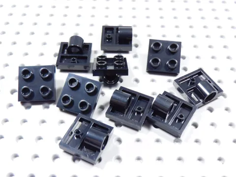LEGO Lot of 10 Black 2x2 Plates w/ Pin Hole on Bottom BF