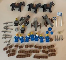LEGO Western Cavalry Blue Uniform Soldiers, horses, cannons & accessories