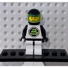 LEGO Blacktron II Astronaut Minifigure Space 1991 White Green Logo Excellent