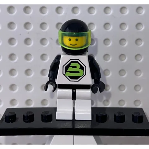 LEGO Blacktron II Astronaut Minifigure Space 1991 White Green Logo Excellent
