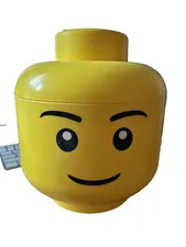 Lego Boy Head Storage Container Stackable Yellow 12" Display Decor No Sorter e32
